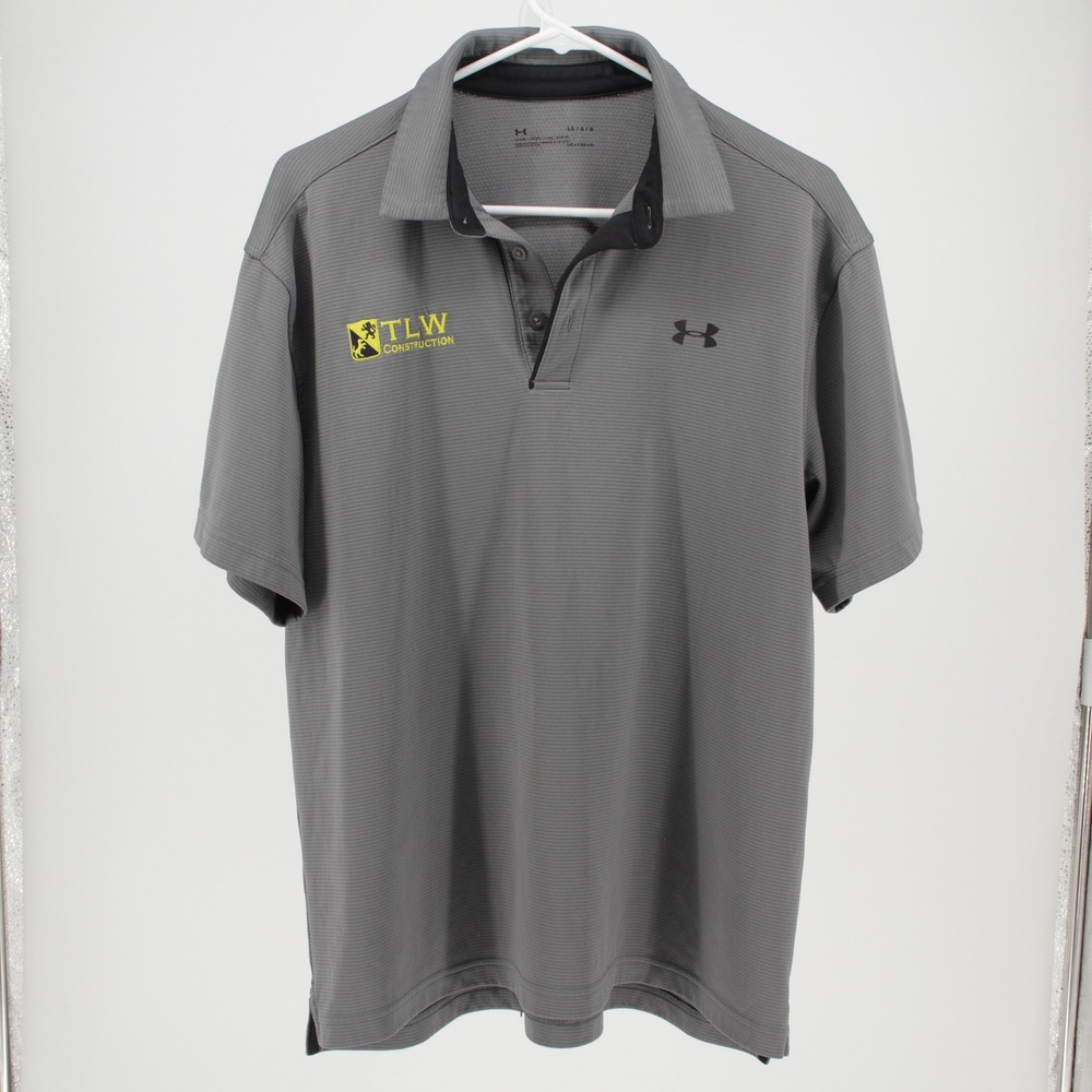 Under Armour‎ Men's Gray HeatGear TLW Construction Logo Polo Size Large